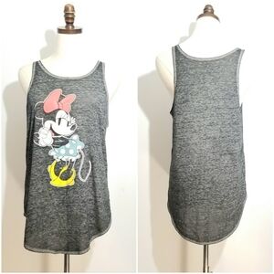 Disney Women's Burnout Dark Gray Minnie Mouse Sleeveless Shirt/Tank Top, Medium